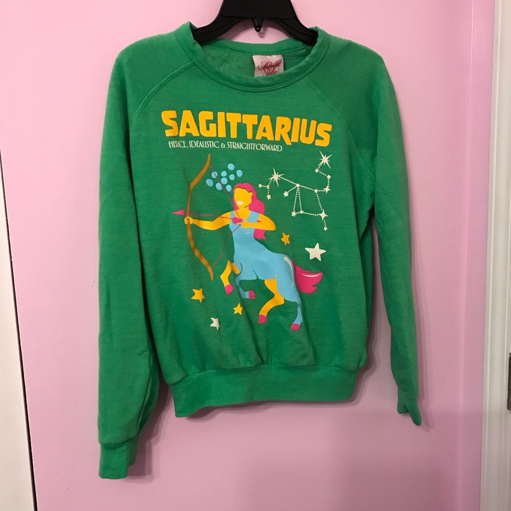 Midnight Rider Green Crew Neck Sagittarius Sweatshirt size xs